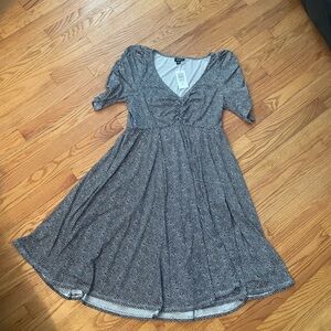 Torrid Black and White Herringbone Midi Dress